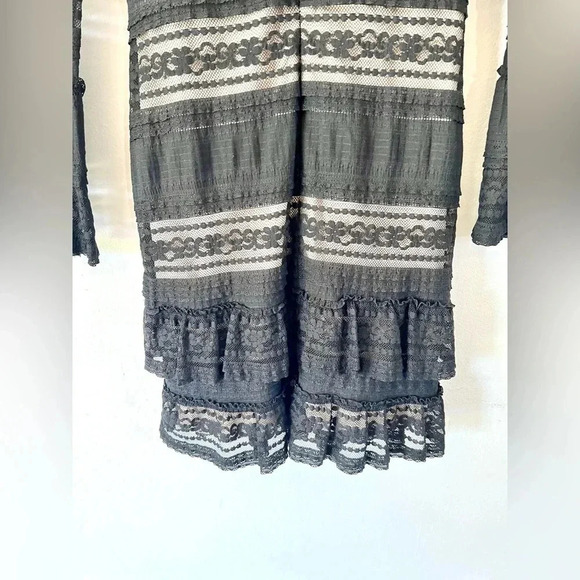 Parker Nadia Black Lace Long Sleeve Ruffle Cuff Mini Dress Size 2 - Picture 12 of 13